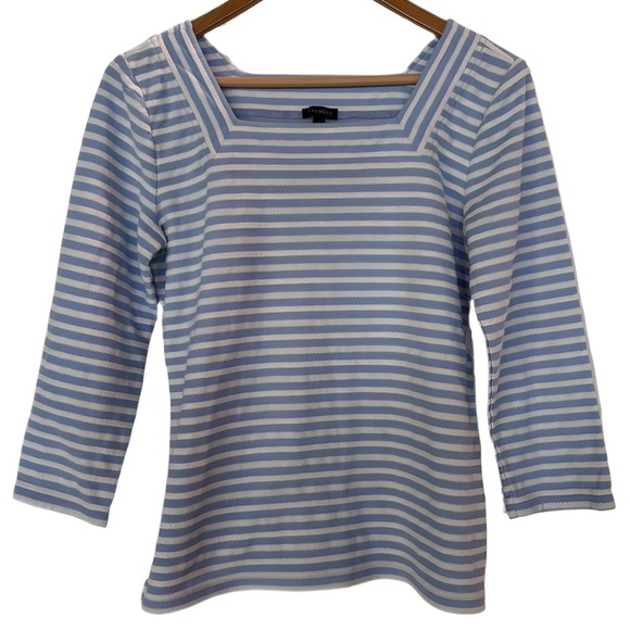 Talbots Light Blue and White Striped Blouse - Picture 1 of 4